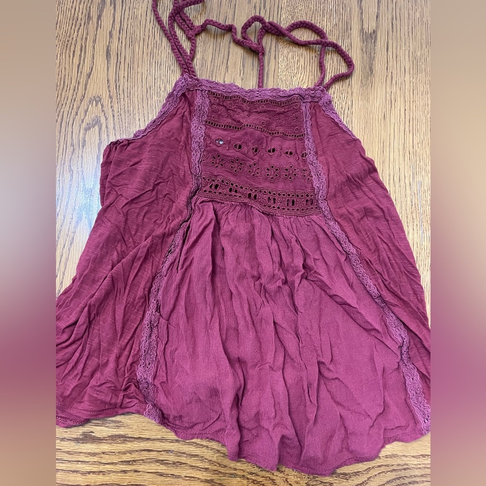 American Eagle Outfitters Red Asymmetrical Smocked Camisole